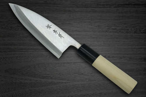 [Left Handed] Sakai Takayuki Kasumitogi Buffalo Tsuba Japanese Chef's Deba Knife 135mm 
