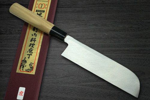 [Left Handed] Sakai Takayuki Kasumitogi Buffalo Tsuba Japanese Chef's Kamagata-Usuba(Vegetable) 195mm 