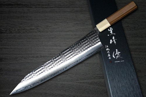 Yu Kurosaki R2(SG2) Hammered SENKO-EI WA WN8W Japanese Chef's Gyuto Knife 270mm with Wood-Grain Ring Walnut Handle 