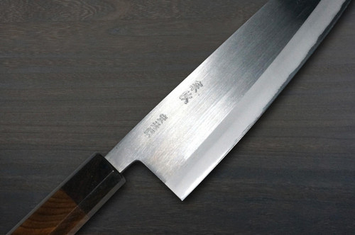 Muneaki YASUGI White Steel Migaki Japanese Chef's Gyuto Knife 165mm with Black-Ring Japanese Zelkova Handle 