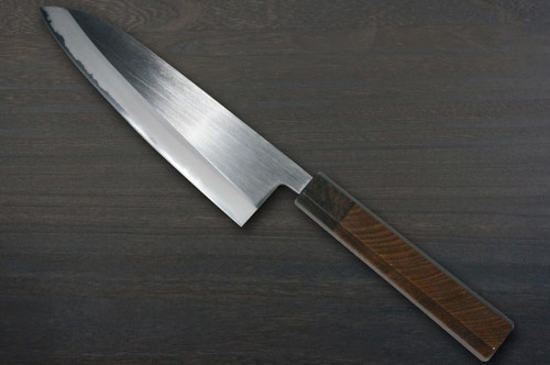 Muneaki YASUGI White Steel Migaki Japanese Chef's Gyuto Knife 165mm with Black-Ring Japanese Zelkova Handle 