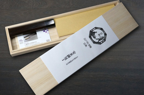Muneaki YASUGI White Steel Migaki Japanese Chef's Gyuto Knife 165mm with Black-Ring Japanese Zelkova Handle 
