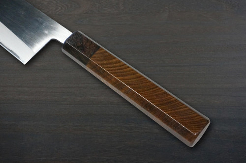 Muneaki YASUGI White Steel Migaki Japanese Chef's Gyuto Knife 165mm with Black-Ring Japanese Zelkova Handle 
