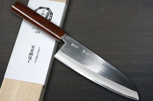 Muneaki YASUGI White Steel Migaki Japanese Chef's Gyuto Knife 165mm with Elliptic Rosewood Handle 