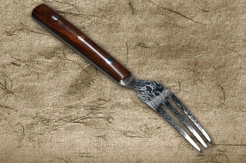 Takeshi Saji R2 Diamond Finish Damascus IRN Japanese Chef's Steak Knife and Fork SET with Desert Ironwood Handle 