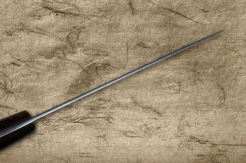 Takeshi Saji R2 Diamond Finish Damascus IRN Japanese Chef's Steak Knife and Fork SET with Desert Ironwood Handle 