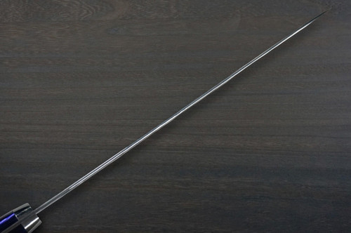 Yoshimi Kato R2 Bamboo-Hammered Japanese Chef's Gyuto Knife 240mm with Purple-White Resin Custom Handle 