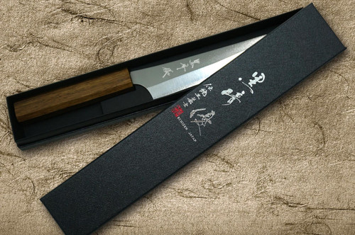 Yu Kurosaki VG-XEOS NEW GEKKO WA OK8M Japanese Chef's Petty Knife(Utility) 150mm with Urushi Lacquered Oak Handle 