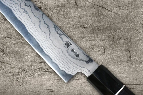 Shigeki Tanaka Aogami No.2 Damascus EB Trancheuse de chef japonais (Sujihiki) 270mm avec poignée en ébène