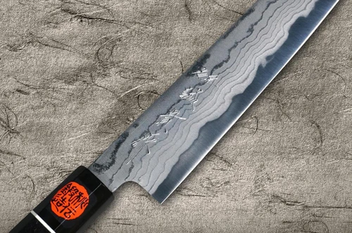 Shigeki Tanaka Aogami No.2 Damascus EB Trancheuse de chef japonais (Sujihiki) 270mm avec poignée en ébène