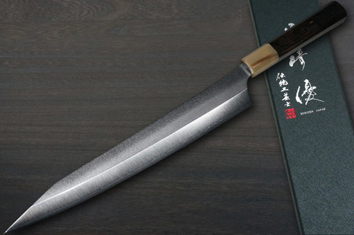 Yu Kurosaki VG-XEOS NEW GEKKO WA EB8W Japanese Chef's Slicer(Sujihiki) 270mm with White Buffalo Ring Ebony Handle 