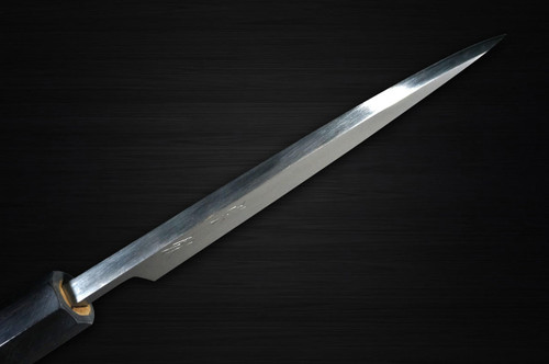 Muneaki White Steel Migaki Japanese Chef's Deba Knife 180mm with Buffalo Tsuba Magnolia Wood Handle 