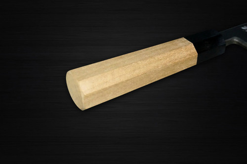 Muneaki White Steel Migaki Japanese Chef's Deba Knife 180mm with Buffalo Tsuba Magnolia Wood Handle 