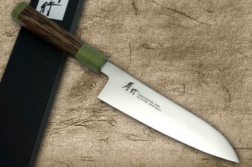 Sakai Takayuki JEWEL VG1 Japanese Chef's Santoku Knife 180mm Double Ring Wenge Handle [Emerald] 