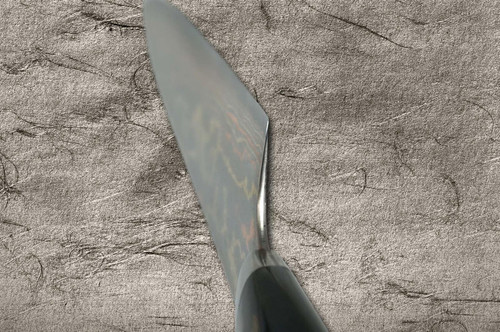 Takeshi Saji Makie-Art Aogami No.2 Colored Damascus Japanese Chef's Gyuto Knife 210mm with Urushi Lacquered Saya and Custom Handle FUJI on LAKE(PN-BT) 