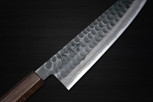 Hinoura AJIKATAYA Shirogami #2 Kurouchi Tsuchime Japanese Chef's Gyuto Knife 210mm with Wenge Handle 