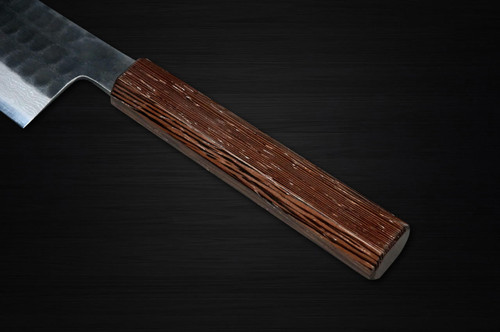 Hinoura AJIKATAYA Shirogami #2 Kurouchi Tsuchime Japanese Chef's Gyuto Knife 210mm with Wenge Handle 