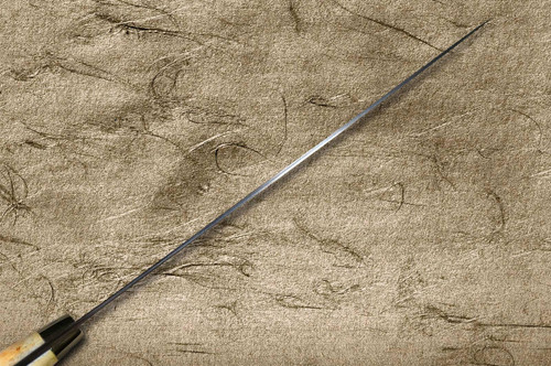 Takeshi Saji VG10W Colored Damascus Nashiji DHO Japanese Chef's Gyuto Knife 180mm with Orange Antler Handle 