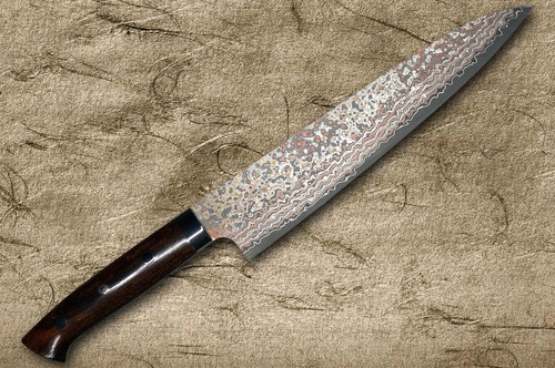 Takeshi Saji VG10W Colored Damascus Nashiji IRN Japanese Chef's Gyuto Knife 240mm with Desert Ironwood Handle 