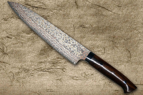 Takeshi Saji VG10W Colored Damascus Nashiji IRN Japanese Chef's Gyuto Knife 240mm with Desert Ironwood Handle 