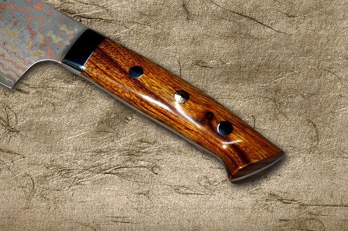 Takeshi Saji VG10W Colored Damascus Nashiji IRN Japanese Chef's Bunka Knife 180mm with Desert Ironwood Handle 