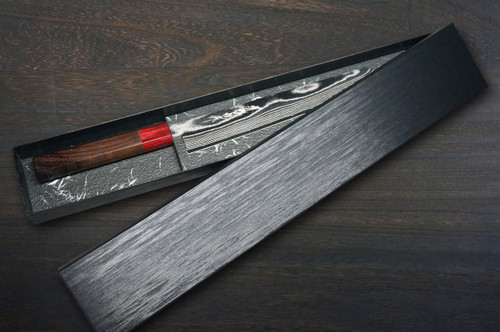 Keiichi Fujii AUS10 Nickel Damascus RS8R Japanese Chef's Kiritsuke-Yanagiba(Sashimi) 240mm with Urushi Lacquered Oak Handle 