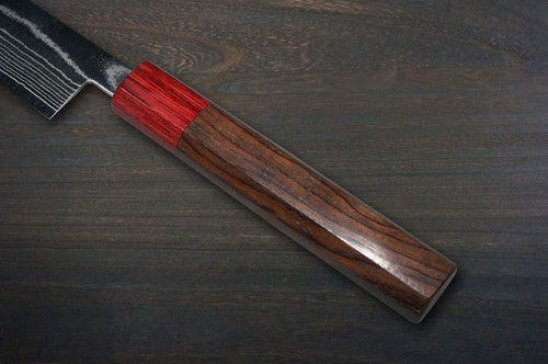 Keiichi Fujii AUS10 Nickel Damascus RS8R Japanese Chef's Kiritsuke-Yanagiba(Sashimi) 240mm with Urushi Lacquered Oak Handle 