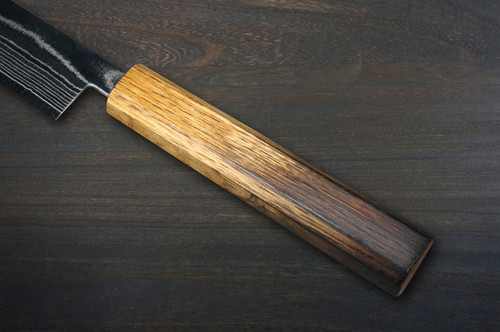 Keiichi Fujii AUS10 Nickel Damascus OK8B Japanese Chef's Kiritsuke-Yanagiba(Sashimi) 240mm with Urushi Lacquered Oak Handle 