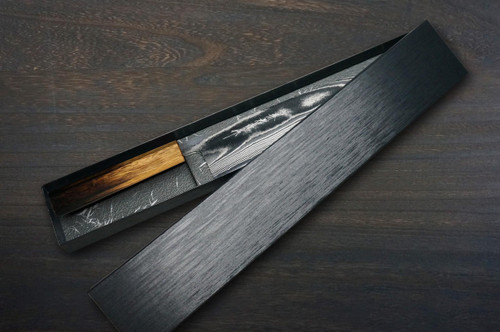 Keiichi Fujii AUS10 Nickel Damascus OK8B Japanese Chef's Kiritsuke-Gyuto Knife 240mm with Urushi Lacquered Oak Handle 
