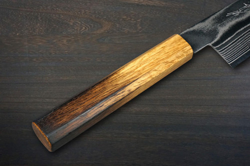 Keiichi Fujii AUS10 Nickel Damascus OK8B Japanese Chef's Gyuto Knife 240mm with Urushi Lacquered Oak Handle 