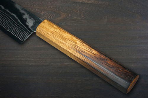 Keiichi Fujii AUS10 Nickel Damascus OK8B Japanese Chef's Gyuto Knife 240mm with Urushi Lacquered Oak Handle 