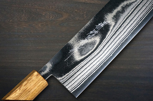 Keiichi Fujii AUS10 Nickel Damascus OK8B Japanese Chef's Nakiri