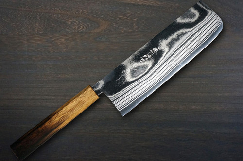 Keiichi Fujii AUS10 Nickel Damascus OK8B Japanese Chef's Nakiri