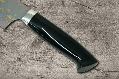 Takeshi Saji Makie-Art Aogami No.2 Colored Damascus Japanese Chef's Gyuto Knife 210mm with Urushi Lacquered Saya and Custom Handle FUJIN RAIJIN 