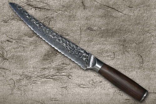 Tetsugi High-Carbon Molybdenum Stainless Hammered Japanese Chef's Bread Slicer 225mm 