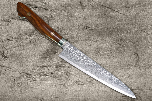 [OUTLET] Shigeki Tanaka 33-Layer R2(SG2) Damascus IR Japanese Chef's Petty Knife(Utility) 150mm with Desert Ironwood Handle 