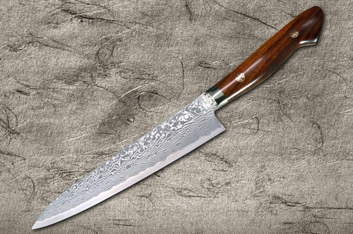 [OUTLET] Shigeki Tanaka 33-Layer R2(SG2) Damascus IR Japanese Chef's Petty Knife(Utility) 150mm with Desert Ironwood Handle 