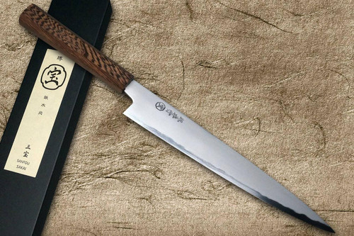 Sakai Takayuki SANPOU Model TETSU (White 2 steel) Japanese Chef's Slicer(Sujihiki) 240mm with Wenge Handle 
