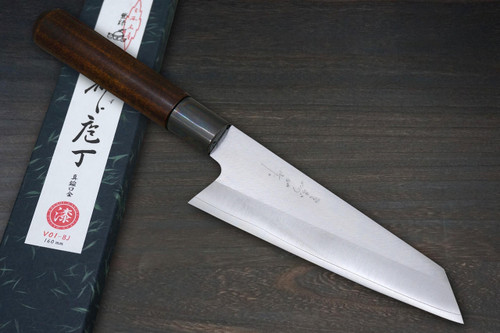 Misuzu VG10 Brass-Urushi  Japanese Chef's Bunka Knife 165mm with Lacquered Magnolia Handle 