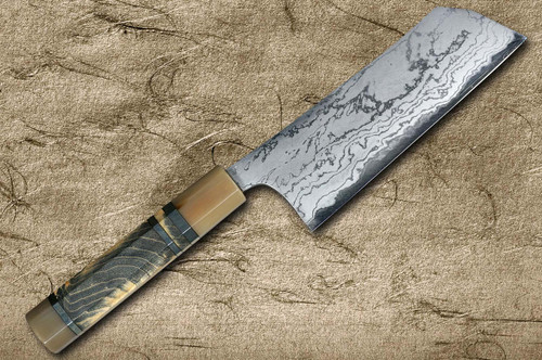 Daisuke Nishida Shirogami No.1 Damascus Japanese Chef's Kiritsuke