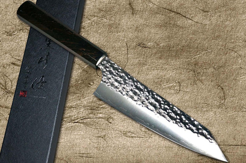 Yu Kurosaki R2(SG2) Hammered SENKO-EI WA EB8N Japanese Chef's Bunka Knife 165mm with Full Ebony Handle 