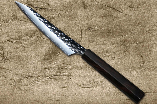 Yu Kurosaki R2(SG2) Hammered SENKO-EI WA EB8N Japanese Chef's Petty Knife(Utility) 130mm with Full Ebony Handle 