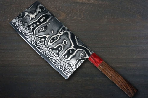Keiichi Fujii AUS10 Nickel Damascus RS8R Japanese Chef's Chinese Cooking Knife 200mm with Red-Ring Rosewood Handle