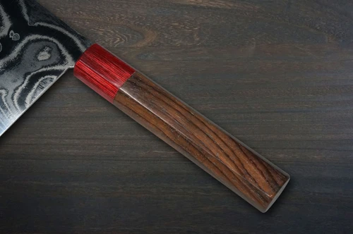 Keiichi Fujii AUS10 Nickel Damascus RS8R Japanese Chef's Chinese Cooking Knife 200mm with Red-Ring Rosewood Handle
