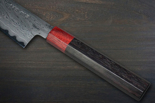 Satoshi Nakagawa Aogami #1 Damascus RS8R Japanese Chef's Kiritsuke-Yanagiba(Sujihiki) 270mm with Red-Ring Octagonal Handle 