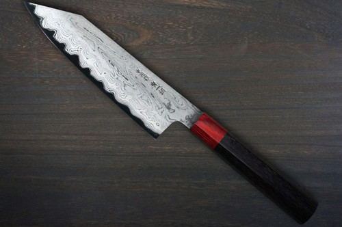 Satoshi Nakagawa Aogami #1 Damascus RS8R Japanese Chef's Bunka Knife 170mm with Red-Ring Octagonal Handle 
