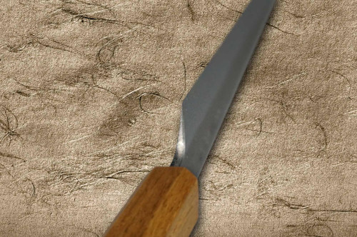 Satoshi Nakagawa Aogami #1 Damascus Kurouchi OK8B Japanese Chef's Kiritsuke-Yanagiba(Sujihiki) 240mm with Urushi Lacquered Oak Handle 