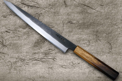 Satoshi Nakagawa Aogami #2 Kurouchi OK8B Japanese Chef's Slicer(Sujihiki) 270mm with Urushi Lacquered Oak Handle 