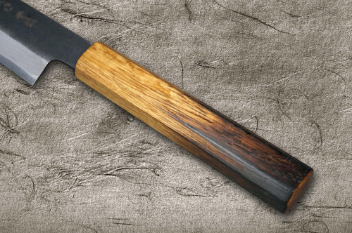 Satoshi Nakagawa Aogami #2 Kurouchi OK8B Japanese Chef's Slicer(Sujihiki) 270mm with Urushi Lacquered Oak Handle 