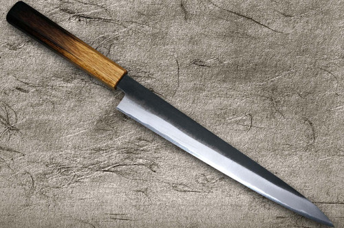 Satoshi Nakagawa Aogami #2 Kurouchi OK8B Japanese Chef's Slicer(Sujihiki) 270mm with Urushi Lacquered Oak Handle 